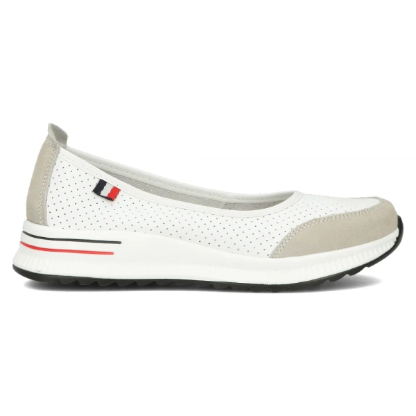 Baleriny damskie skórzane białe na niskiej platformie Filippo DP6134/26