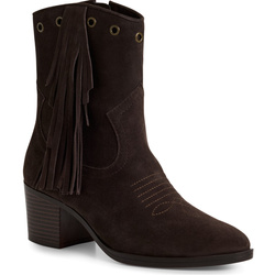 Botki damskie brązowe Marco Tozzi 25363 kowbojki skórzane na obcasie