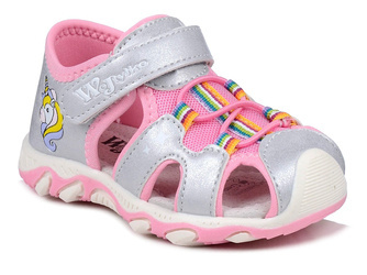 Sandałki dziewczęce na rzepy zakryte palce wkładka skóra Wojtyłko 24437