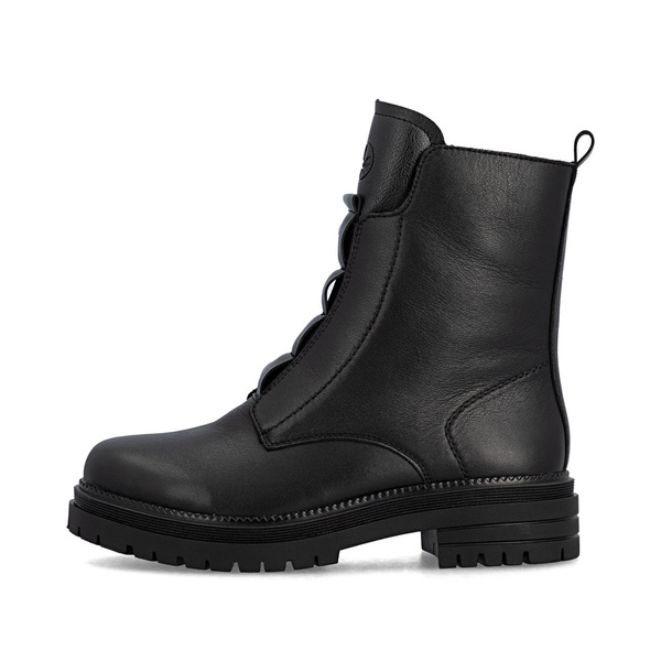 Botki damskie czarne Rieker Y3160-00 ocieplane skórzane na zamek wysokie