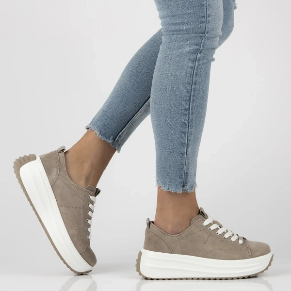 Sneakersy damskie beżowe Filippo DP6795/26 buty na platformie skórzane