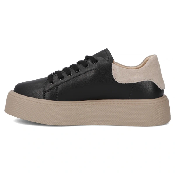 Sneakersy damskie Filippo DP6119 półbuty skórzane czarne na platformie