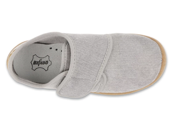 Kapcie dziecięce Barefoot do przedszkola na rzep szare Befado 904Y001