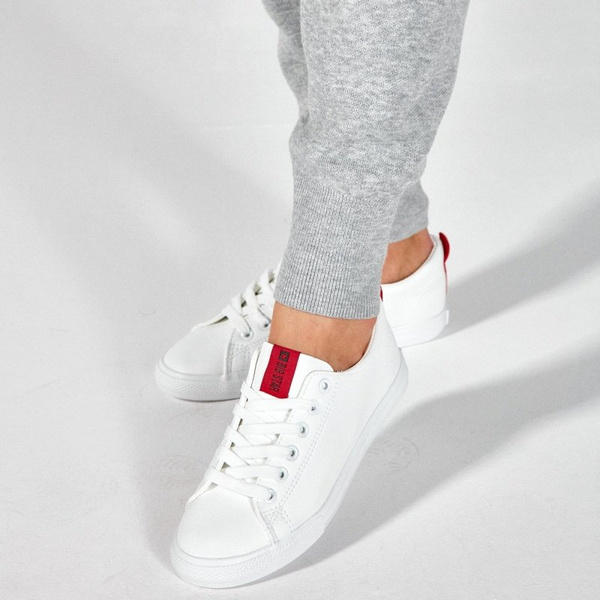 Całe białe trampki damskie Big Star DD274685 tenisówki z ekoskóry niskie