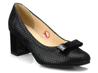 Czółenka damskie na słupku  BIOECO 6127 czarne