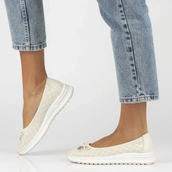 Baleriny damskie beżowe Filippo DP6718/26 baletki skórzane na platformie