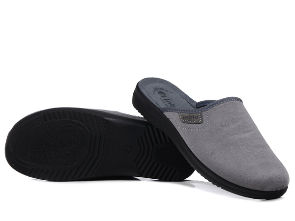 Kapcie męskie szare Inblu DG-82 pantofle domowe zakryte palce laczki