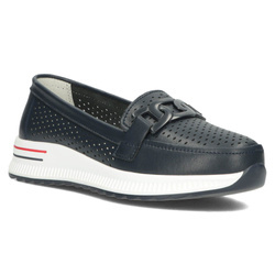 Półbuty damskie Filippo DP4400 skórzane wsuwane wygodne granatowe