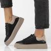 Sneakersy damskie Filippo DP6119 półbuty skórzane czarne na platformie