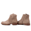 Botki damskie beżowe zamszowe S.Barski 61-8019 płaskie ażurowe na zamek