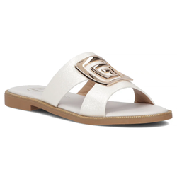 Klapki damskie Filippo białe DK3703/25 płaskie skórzana wkładka