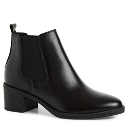 Botki damskie czarne Marco Tozzi 25331 skórzane na obcasie na zamek