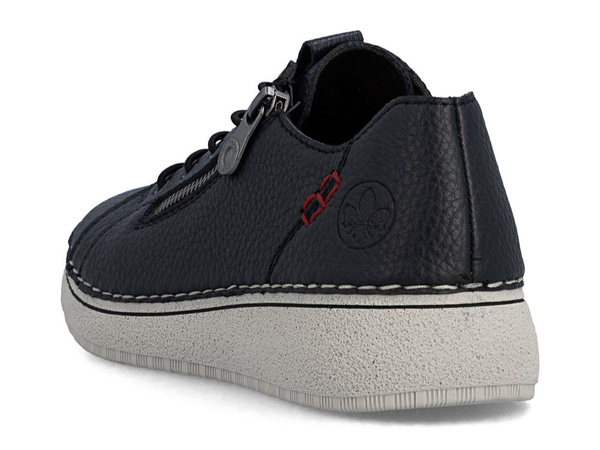 Półbuty damskie granatowe Rieker 50965-14 sportowe skórzane na zamek