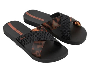 Klapki damskie Ipanema 27214 basenowe plażowe czarne w panterkę gumowe