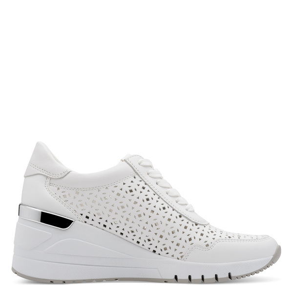 Sneakersy damskie Marco Tozzi 23501 buty na koturnie białe skórzane