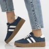 Sneakersy damskie na platformie skórzane niebieskie Filippo DP6776/25 