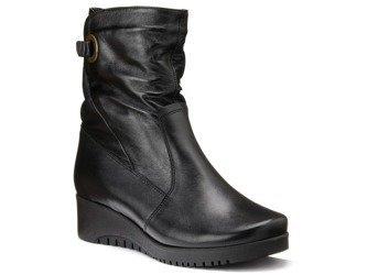 Botki damskie zimowe ocieplane wysokie na koturnie skórzane Venetto 1289