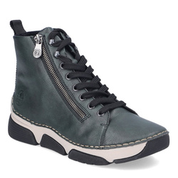 Botki damskie Rieker 45920 jesienne zimowe ocieplane zielone wysokie