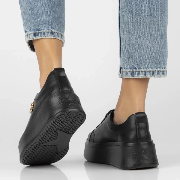 Buty sneakersy damskie czarne na platformie skórzane Filippo DP6246/26