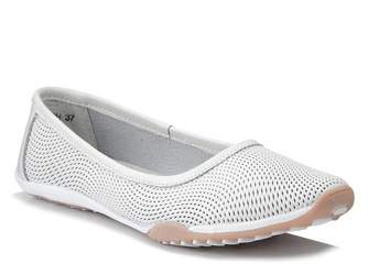 Baleriny damskie baletki skórzane białe Filippo DP3681 wsuwane wygodne