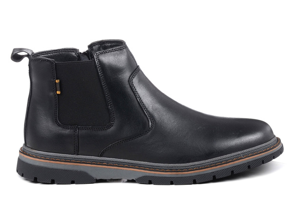 Buty zimowe męskie ocieplane skórzane botki czarne T.Sokolski Z25-103