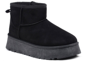 Śniegowce damskie botki zimowe czarne na platformie za kostkę News 7368