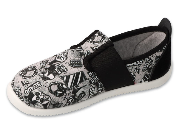 Kapcie chłopięce barefoot Befado 901X024 szare dziecięce do przedszkola