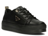 Buty sneakersy damskie czarne skórzane na platformie Filippo 3533 