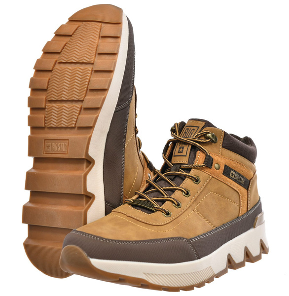 Buty męskie zimowe sportowe wysokie Big Star SS174251 brązowe za kostkę