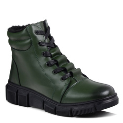 Botki damskie skórzane ocieplane zielone T.Sokolski Z25-250 zimowe