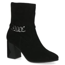 Botki damskie jesienne na obcasie zamszowe czarne Caprice 25342
