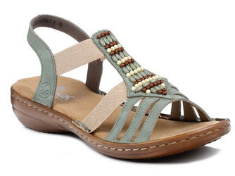 Sandały damskie Rieker 60851-52 płaskie wsuwane wygodne w kolorze mięty