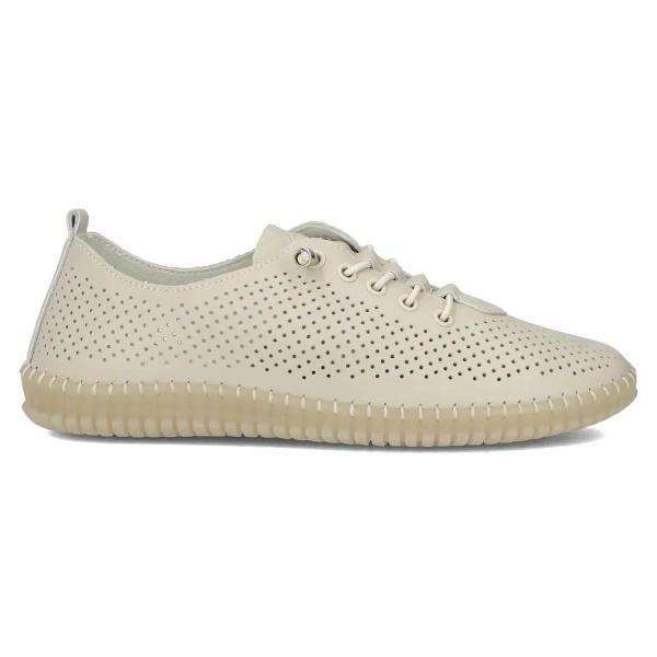 Półbuty damskie beżowe Filippo DP6140/26 skórzane ażurowe lekkie wygodne