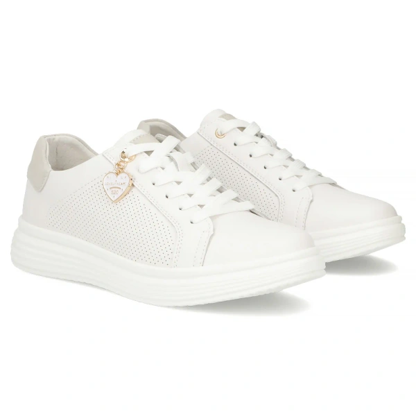 Sneakersy damskie białe Filippo DP6860/26 WH skórzane sznurowane lekkie