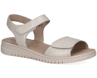 Sandały damskie beżowe Caprice 28103 skórzane na rzepy miękkie wygodne