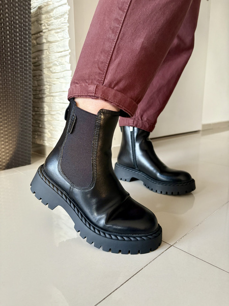 Botki damskie Big Star sztyblety skórzane ocieplane czarne OO274109