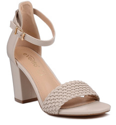 Sandały damskie beżowe Evento 5945 wizytowe na obcasie odkryte palce