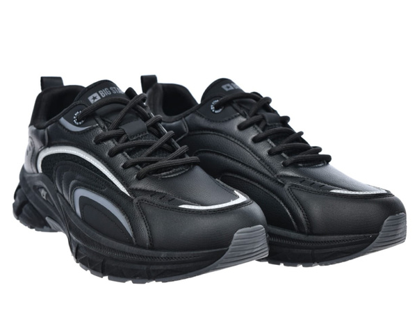 Buty męskie sportowe czarne Big Star SS174285 z ekoskóry sznurowane 