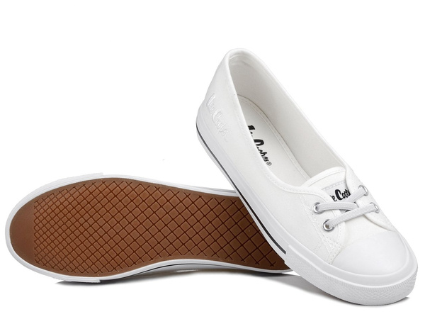 Tenisówki damskie białe Lee Cooper 1791 baleriny wsuwane tekstylne
