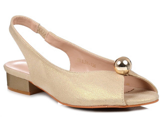 Sandały damskie na płaskim obcasie złote T.Sokolski L25-136 eleganckie