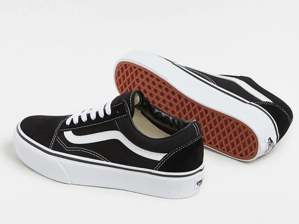 Trampki damskie czarne Vans Old Skool Platform na platformie skórzane