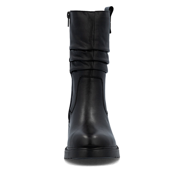 Botki zimowe damskie czarne Rieker Y5257 ocieplane skórzane na obcasie