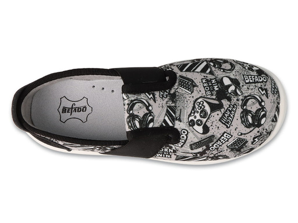Kapcie chłopięce barefoot Befado 901X024 szare dziecięce do przedszkola