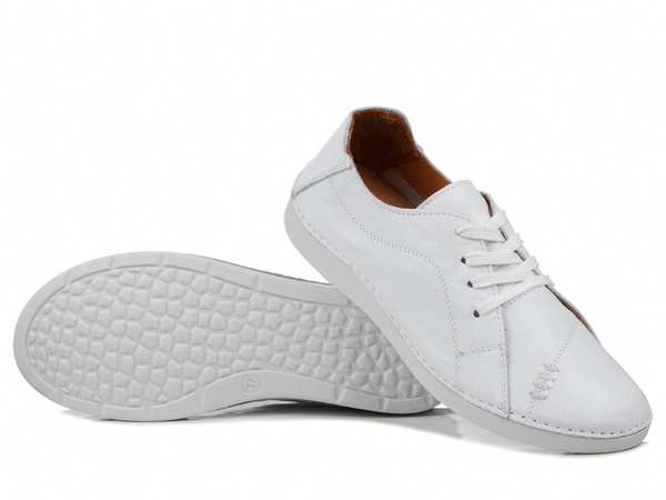 Półbuty damskie całe białe T.Sokolski 8250 skórzane wygodne sznurowane