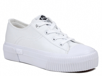 Trampki damskie całe białe Lee Cooper 3325 na platformie tekstylne