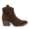 Botki damskie kowbojki brązowe Evento 9452 zamszowe ażurowe wiosenne