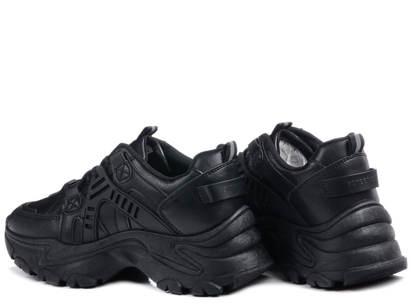 Buty damskie sportowe całe czarne sneakersy na platformie News 5999