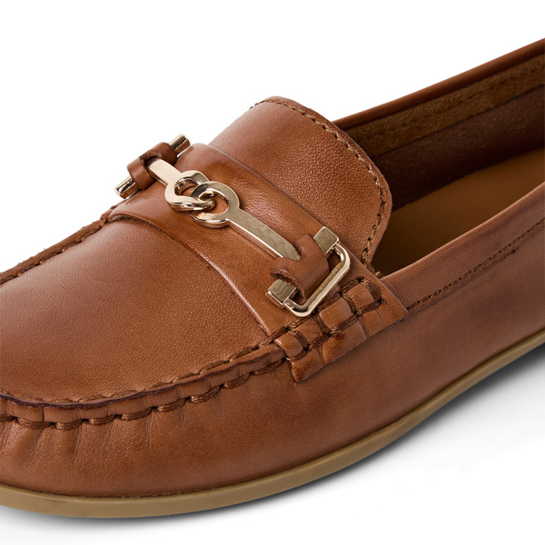 Mokasyny damskie rude Marco Tozzi 24207 półbuty skórzane wsuwane wygodne