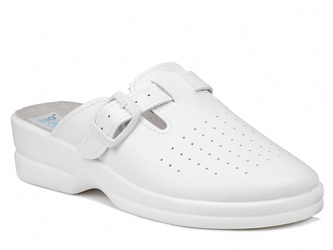 Klapki damskie medyczne białe Adanex 29470 sanitarne zakryte palce