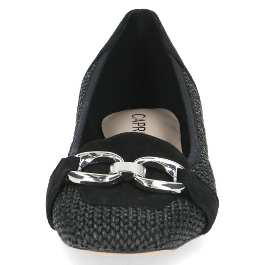 Czółenka damskie czarne Caprice 24201 skórzane eleganckie płaski obcas